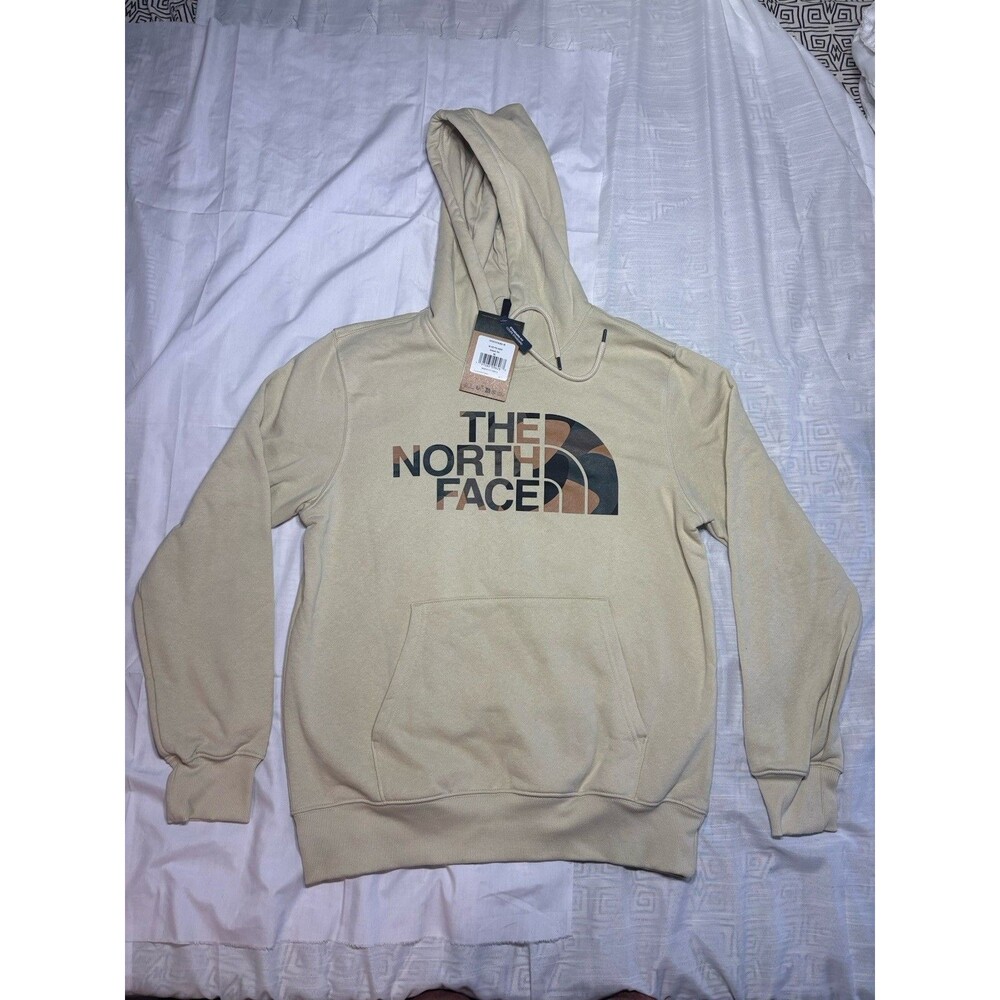 The North Face Half Dome Hoodie Men’s Medium Gravel Tan Logo Pullover NWT
